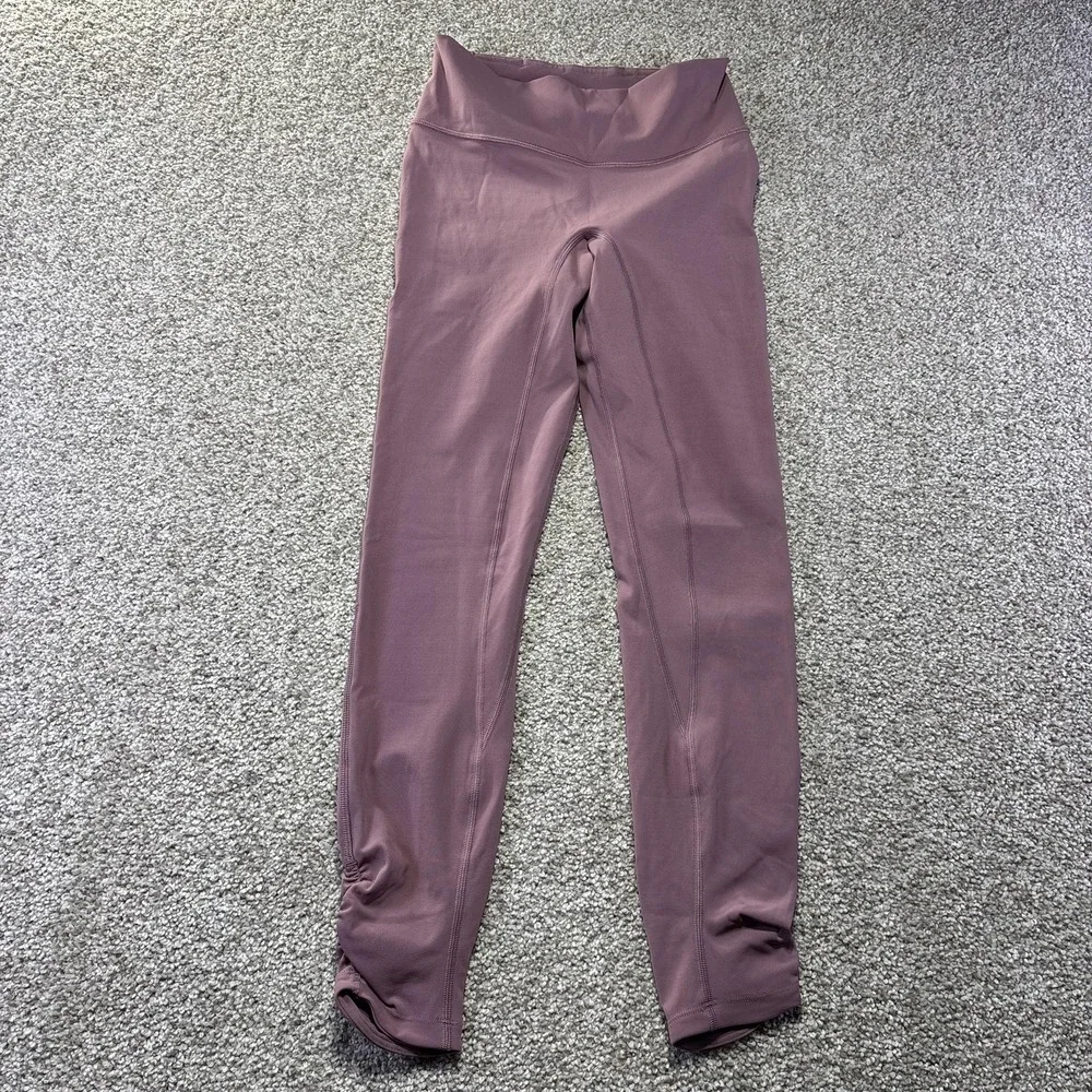 Lululemon Leggings Womens 4 Purple Ruched Gathered Ankle High‎ Rise Pants Gym